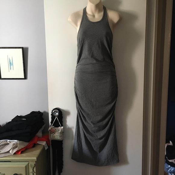 KIT AND ACE Grey Stretch Modal Racerback Ruched Dress M - Picture 3 of 7